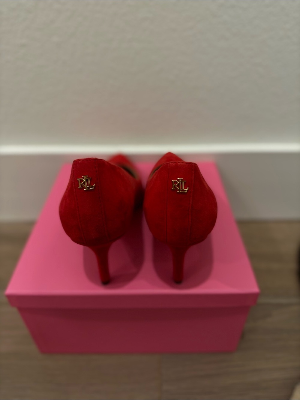 Lauren Ralph Lauren Red Suede Pointed-Toe Pumps - Size 7 - Picture 3 of 5